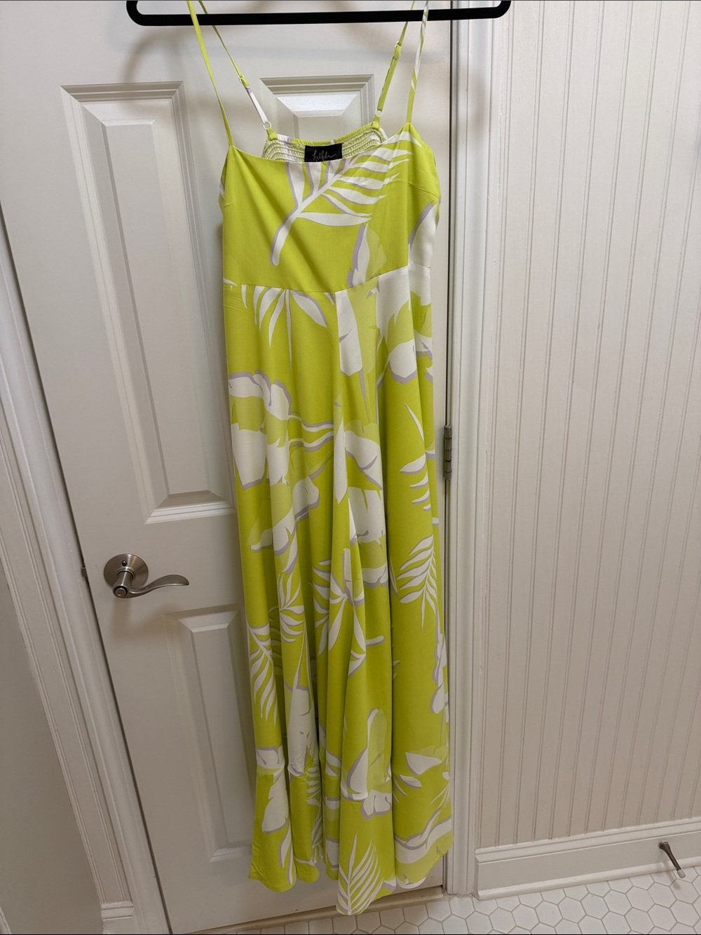 Lime-Green large NWT Floral Maxi Dress with White Print